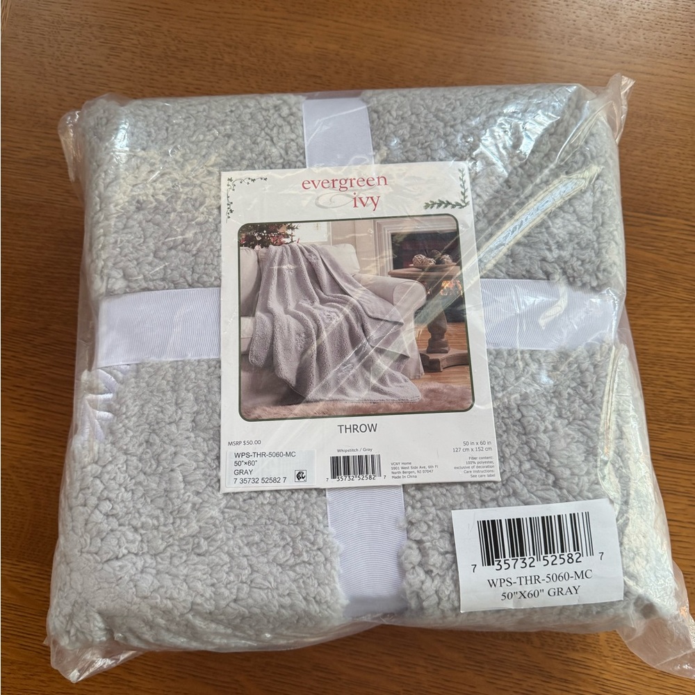 Soft Gray Throw Blanket with Snowflakes